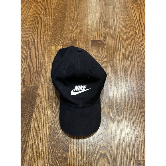Nike Hat Cap Strap Back Black Mens Heritage86 Swoosh - Picture 1 of 3